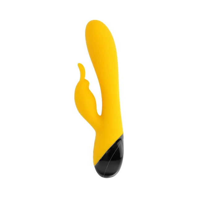 Front view of yellow Buzzz Bunny with curved external arm