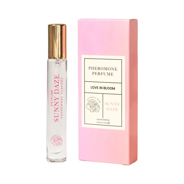 Sunny Daze 0.34 oz slim spray vial beside its narrow light pink retail box