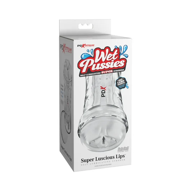 PDX Extreme Luscious Lips clear dual-ended stroker white retail box front