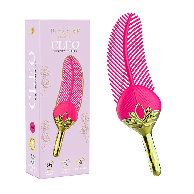 Savage Me Cleo pink feather tickler beside retail box