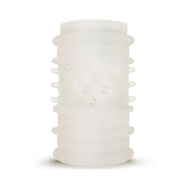 White cylindrical Cuff sleeve with raised dots and ribbed ends