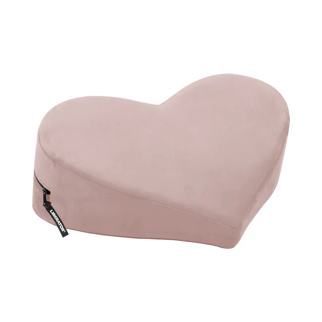 rose pink Liberator Heart Wedge cushion with contoured top and side zipper