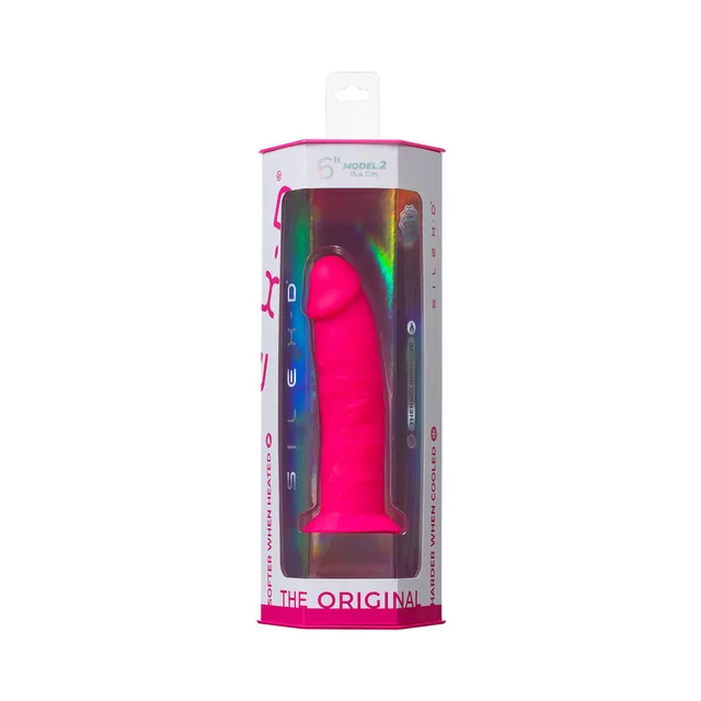 SILEX-D Model 2 pink 6.25-inch dildo upright inside holographic window box