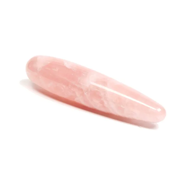 Angled view of light-pink Chakrubs Heart Original rose quartz wand