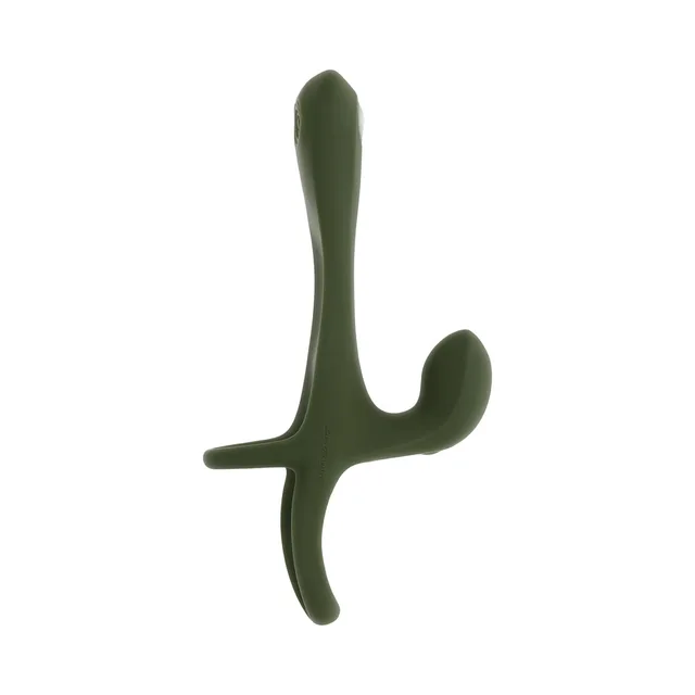 Front view of green Strap Tap & Go with long arm, side arm and lower loop