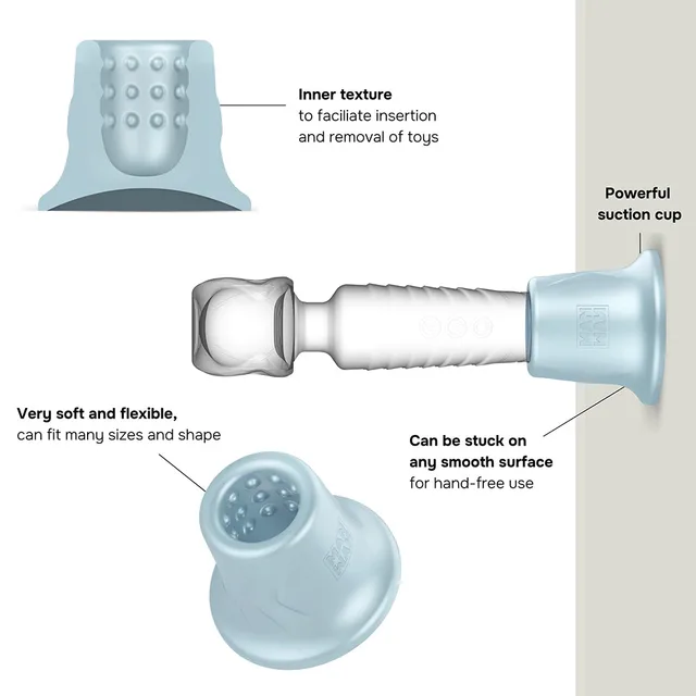 Diagram of blue Holden textured inner cup, flexible body and suction base