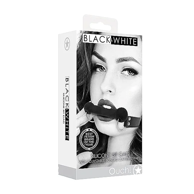 Ouch black silicone bit gag retail box front