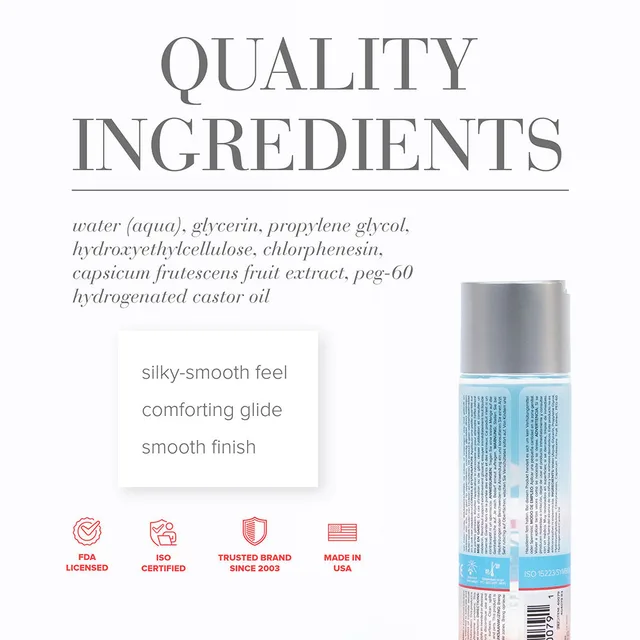 System JO H2O four-ounce bottle beside ingredient graphic