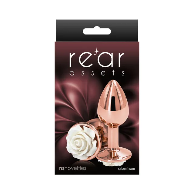 Rear Assets small white rose anal plug retail package