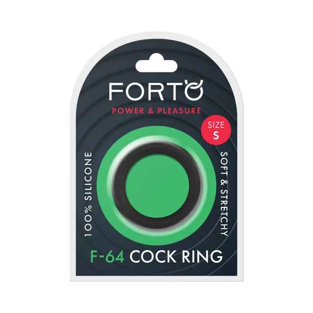 Forto F-64 small black cock ring in retail package
