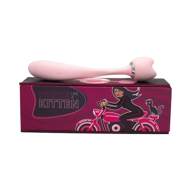 Pink cat-head wand resting across illustrated box