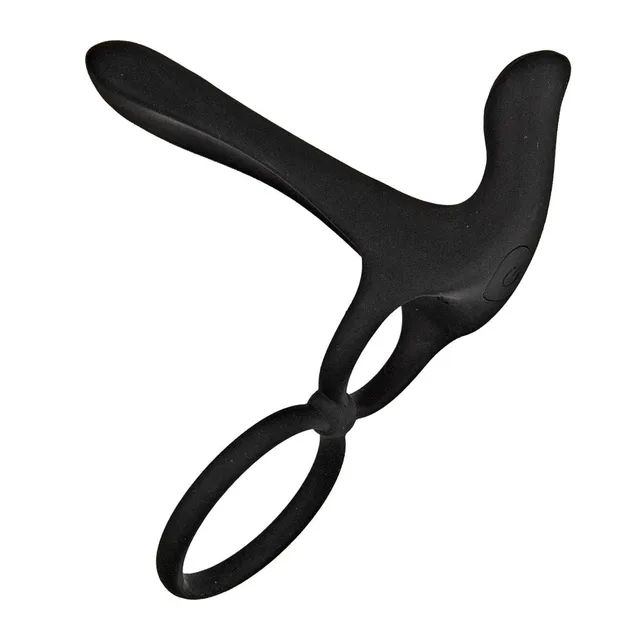 Black silicone enhancer with two curved arms and ring loops