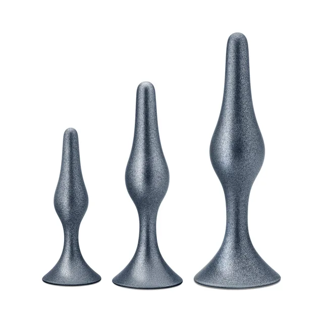 Blush Matrix Genesis stellar silver silicone plug kit three graduated silver plugs upright