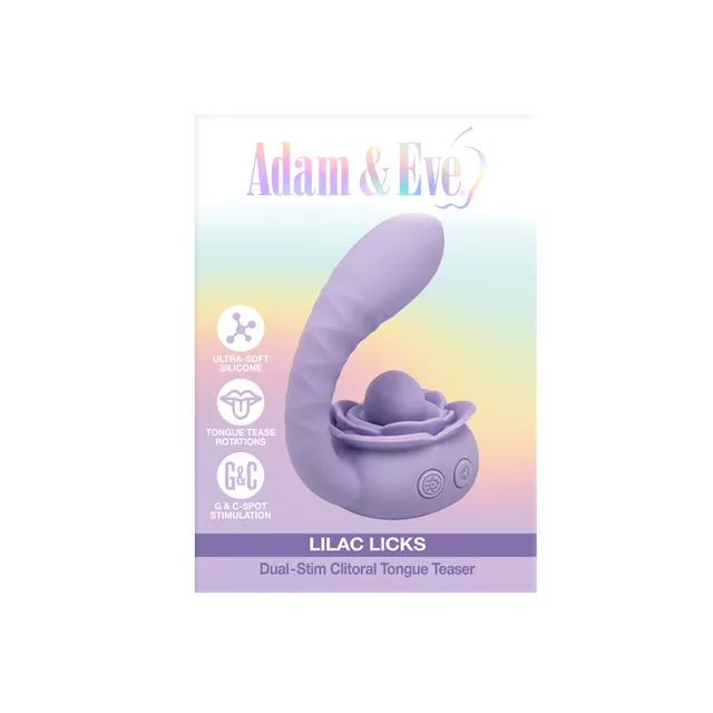 Adam and Eve Lilac Licks dual vibrator in retail card