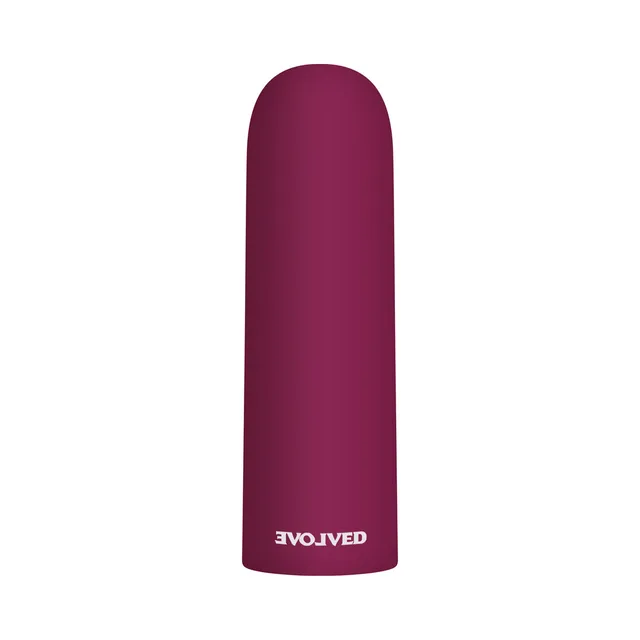 Front view of burgundy Mighty Thick cylindrical bullet vibrator