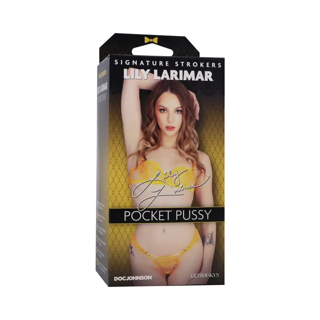 Doc Johnson Lily Larimar Signature Stroker black and gold portrait retail box
