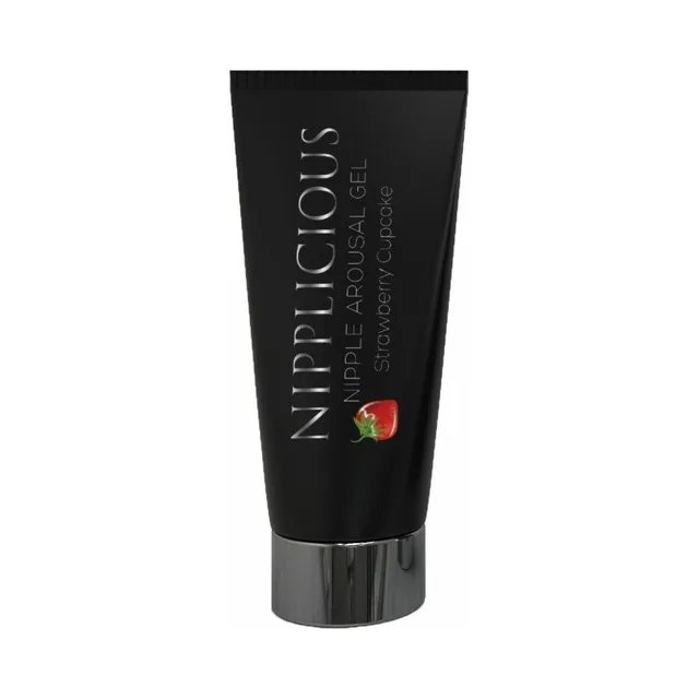 Nipplicious Strawberry 1 oz black squeeze tube front