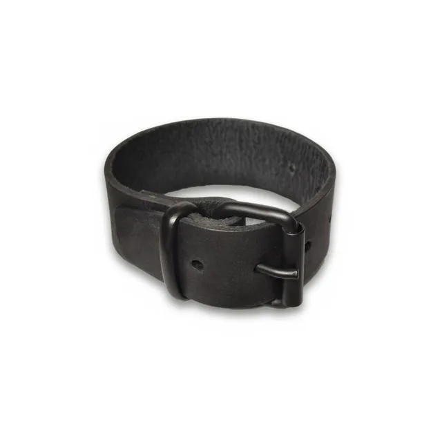 Large black Prowler RED leather bicep band fastened as a wide cuff