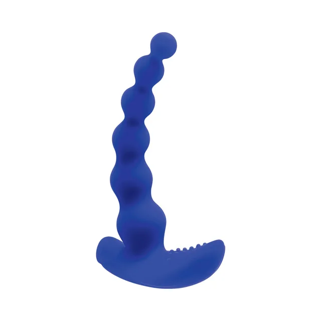 Front view of blue graduated-bead vibrator with textured base