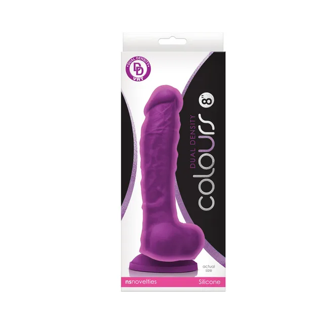 NS Novelties Colours purple 8-inch dildo inside white-and-purple retail box