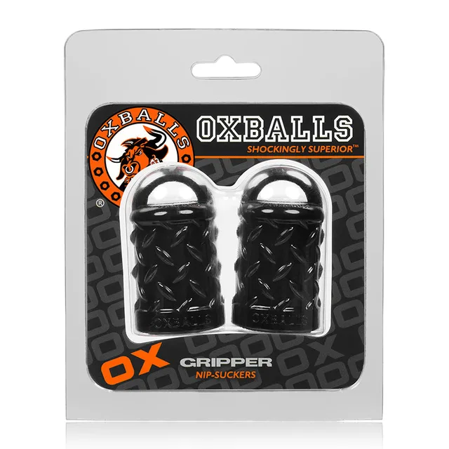 OxBalls Gripper Black Nipple Puller Pair in package