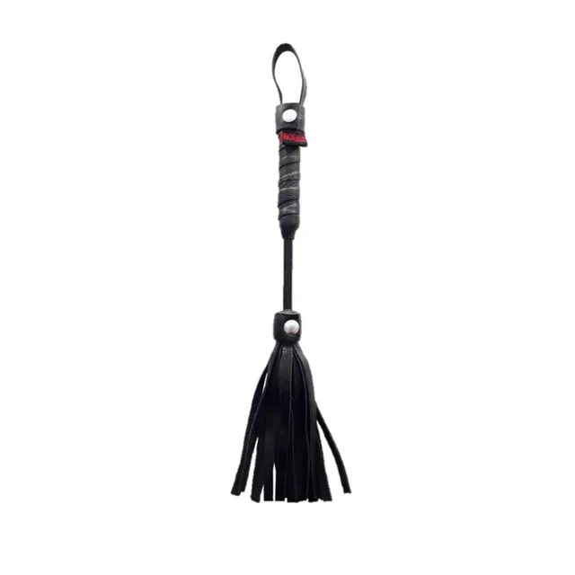 Black Rouge 10-inch mini flogger with wrapped handle and loop