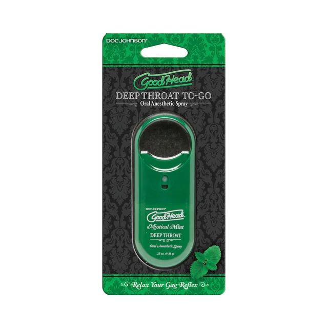 GoodHead To Go Mystical Mint Spray green bottle in black hanging card