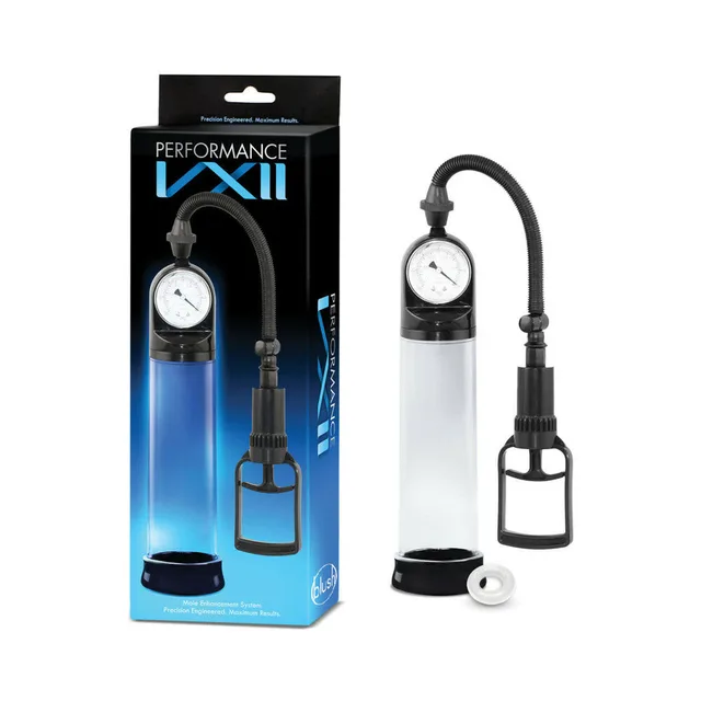 Performance VX2 clear pump cylinder and hand pump beside box