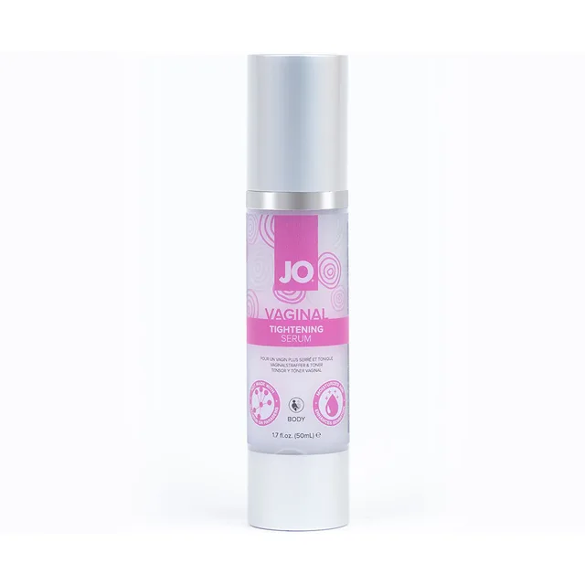 System JO 1.7 oz vaginal serum in slim white pump bottle with pink label