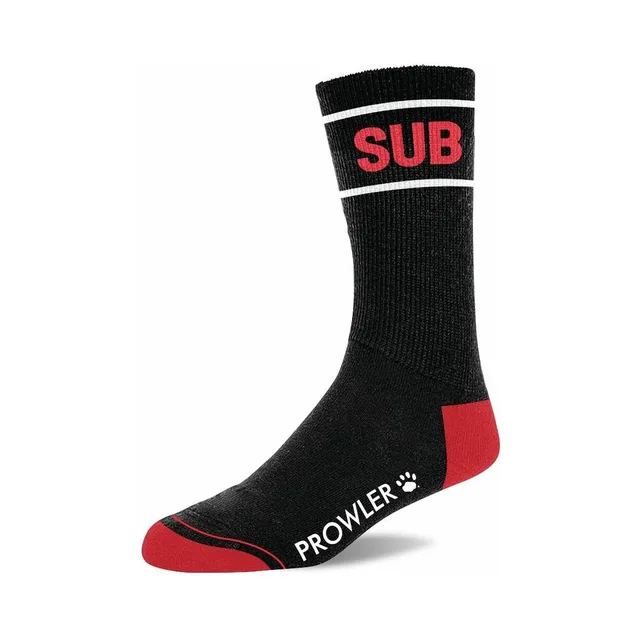 Single black Prowler RED Sub sock with white cuff stripes