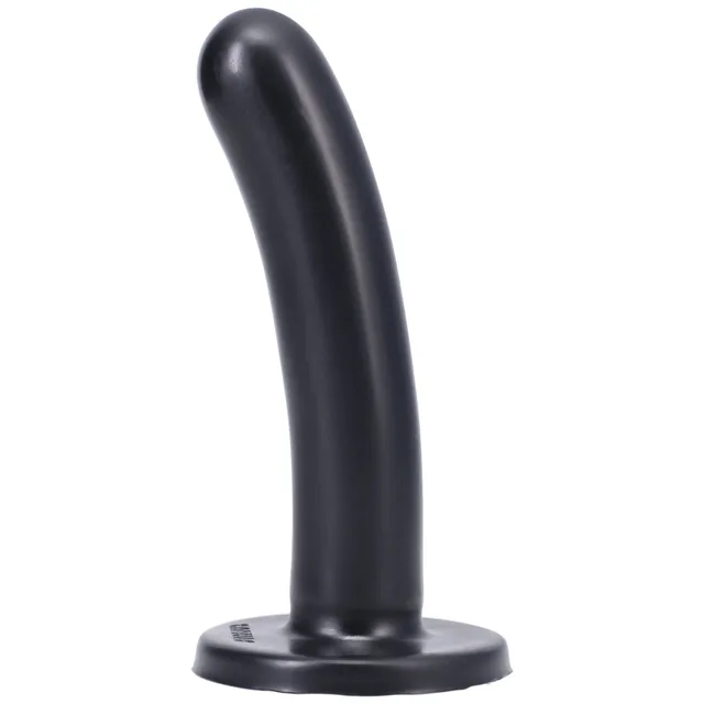 Left angle of black Tantus Silk Medium with curved shaft