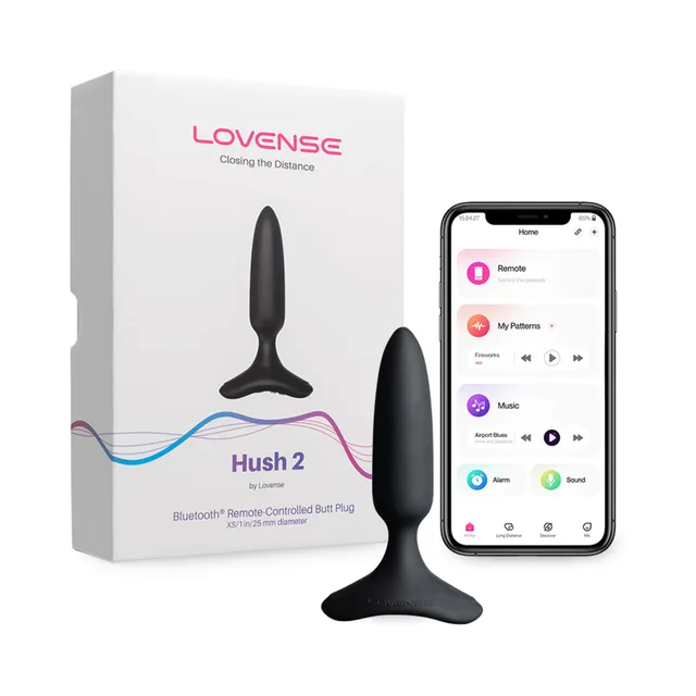 Lovense Hush 2 XS beside retail box and app screen