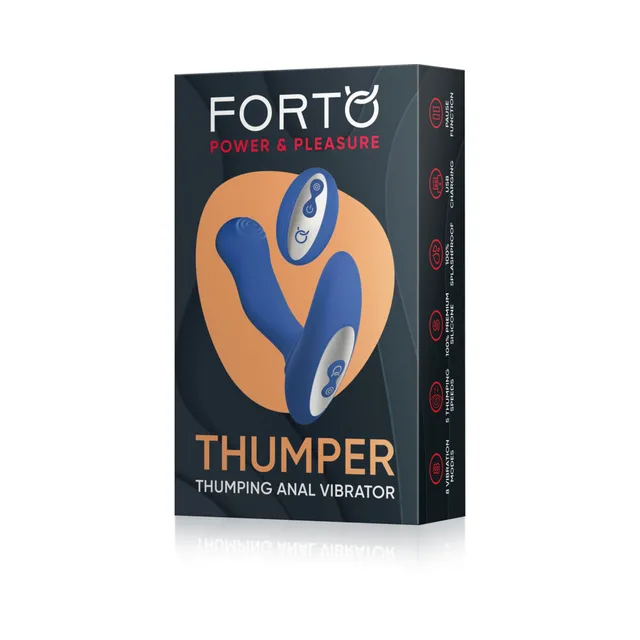 Forto Thumper blue anal vibrator retail package