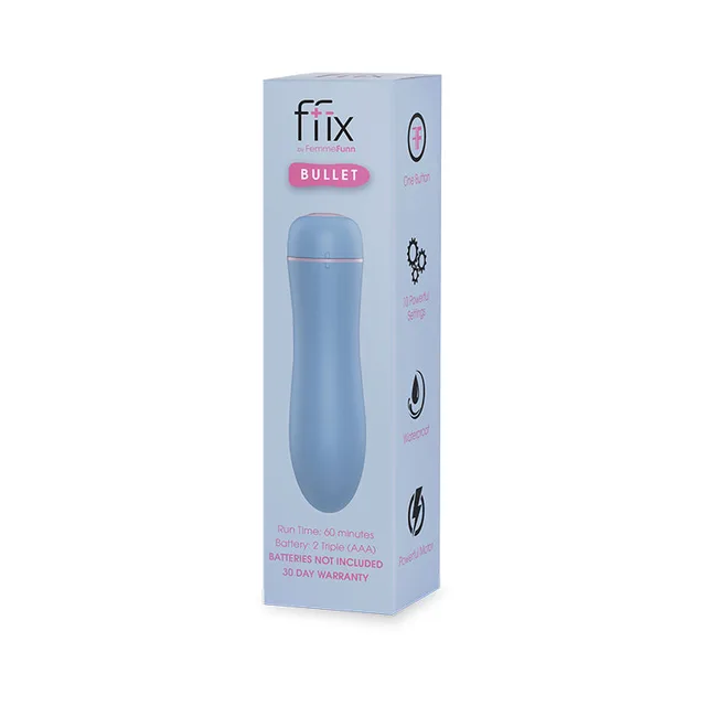 FemmeFunn FFIX light blue bullet vibrator in blue retail box