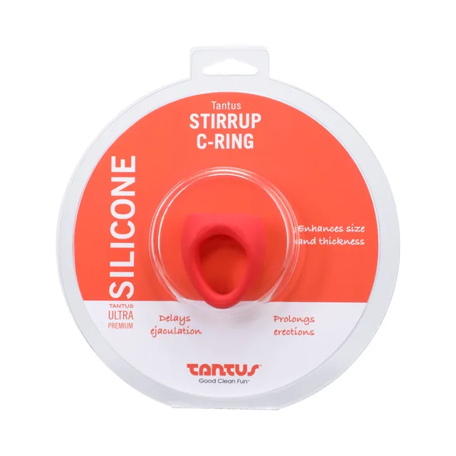 Tantus Stirrup Crimson silicone C-ring retail package