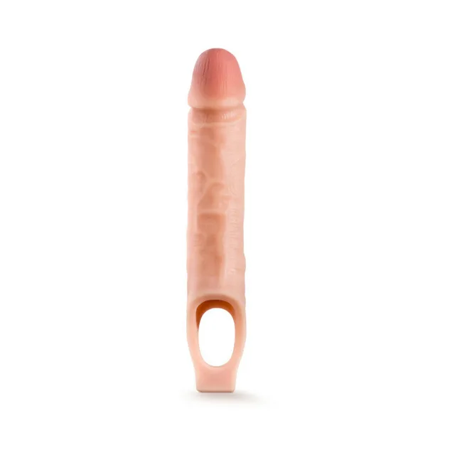 Front view of beige 10-inch cock sheath with open oval sling