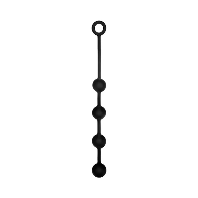 Straight view of small black four-bead strand
