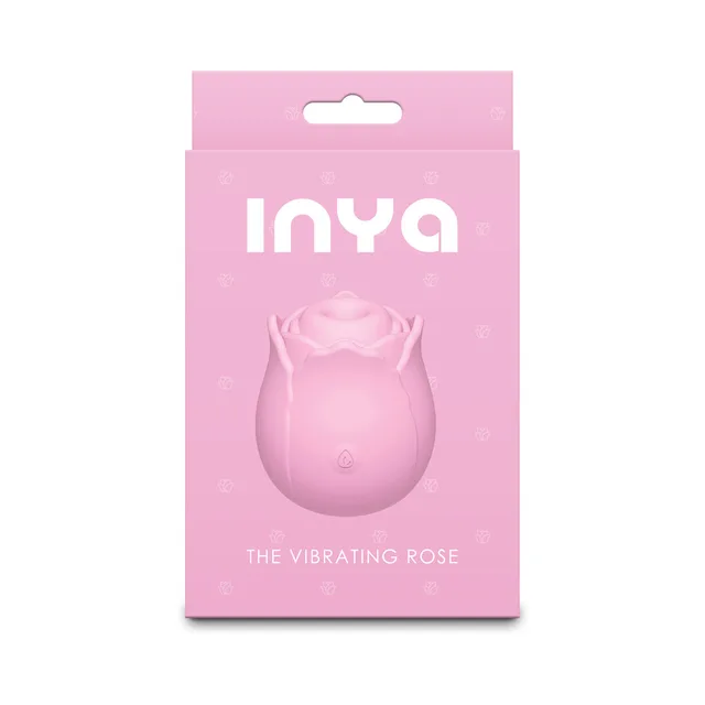 Pink INYA Vibrating Rose massager pictured on matching retail box
