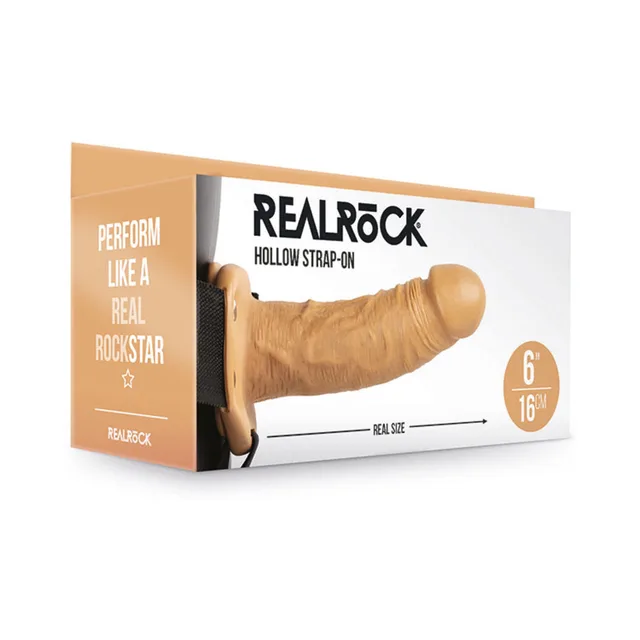 Tan Shots RealRock 6-inch hollow strap-on retail box
