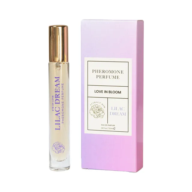 Lilac Dream 0.34 oz slim spray vial beside its narrow lavender retail box