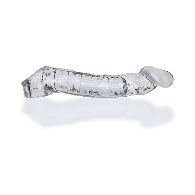 Side profile of curved clear Muscle Bandit cock sheath
