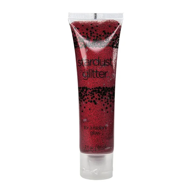 Clear Stardust Glitter tube filled with translucent red gel and black glitter