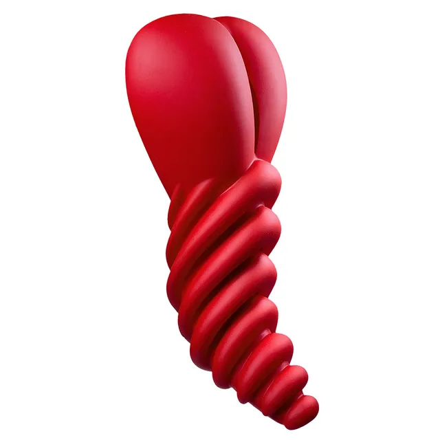 red Luvgrind angled forward with heart-shaped cushion and spiral ribbed tail