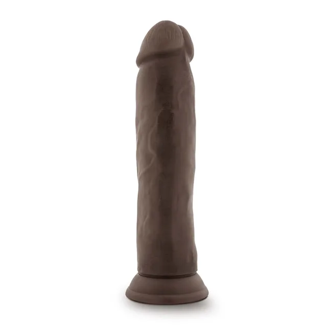 Front view of thick brown 9-inch Dr. Skin dildo
