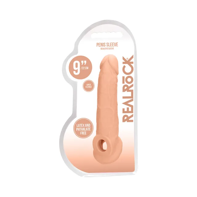 Beige RealRock nine-inch sling sleeve in clear retail pack