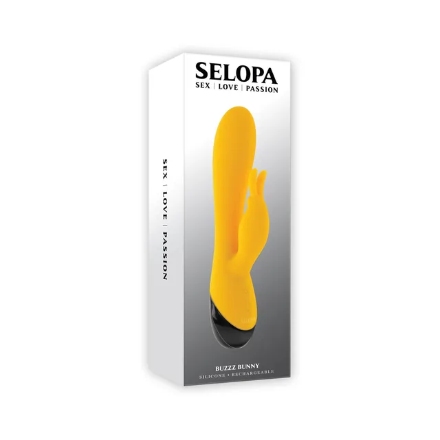 Selopa Buzzz Bunny yellow rabbit vibrator in retail box
