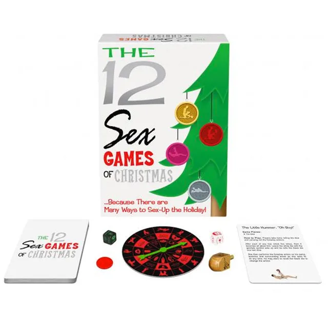 12 Sex Games of Christmas box with cards, round spinner, dice and tokens