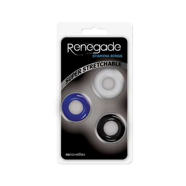 Renegade Stamina Rings white windowed pack with clear blue and black rings