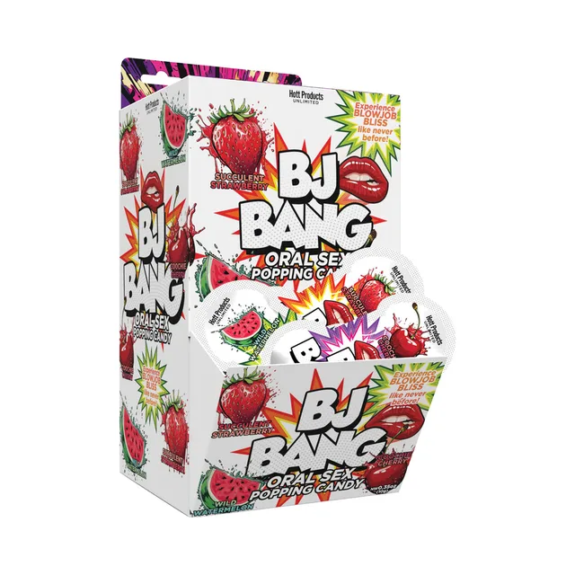 BJ Bang 72-piece countertop display filled with colorful popping candy packets