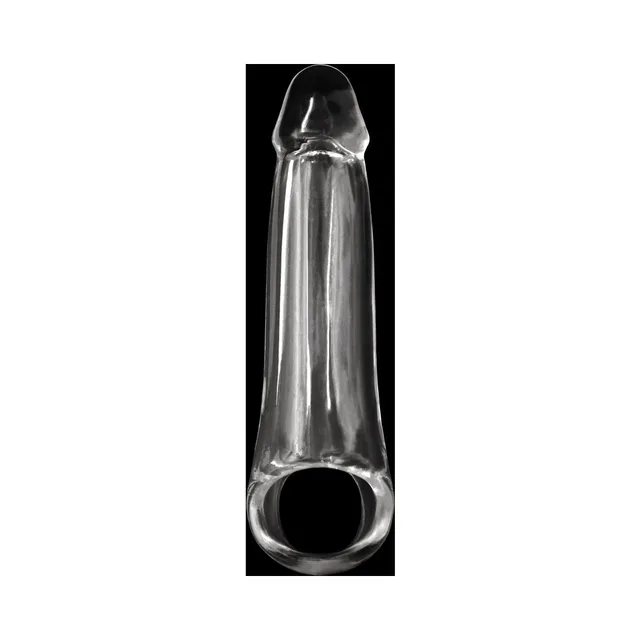 Clear large penis extension with broad circular base opening